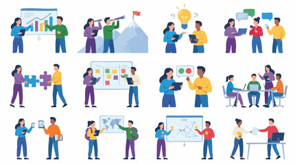 Fototapeta premium Teamwork, communication, strategy, and problem-solving concepts in business