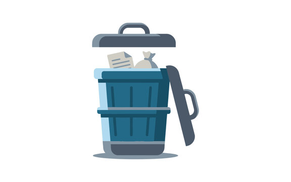 Flat Design Trash Can Vector Icon