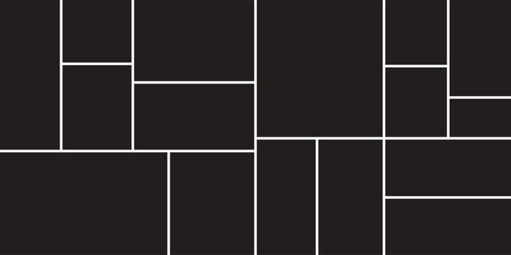 Creative grid photo collage mockup template. Abstract picture album for mood board and portfolio presentation. Wall gallery layout design for presentation, poster, web, banner, photo wall template.