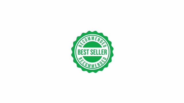 Best seller stamp icon sign animation on transparent background, 3d zoom out best seller label sign animated with alpha channel.