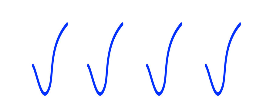 Varios l&iacute;neas de color azul como s&iacute;mbolo de chequeo o verificaci&oacute;n en un fondo blanco 