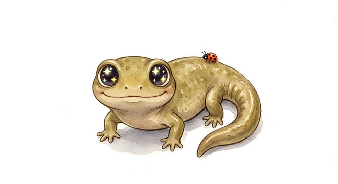 Salamander on white background