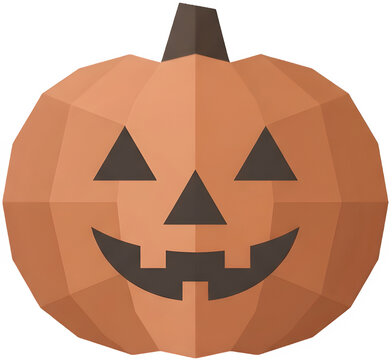 삼각형 각진 다각형 면으로 이루어진 할로윈 주황색 잭오랜턴 호박
Halloween orange Jack-o'-lantern pumpkin made of triangular faceted polygon faces
