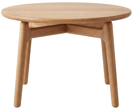 따뜻한 나이루 결이 살아있는 밝은 베이지색 원목 둥근 다리 식탁 테이블
Bright beige wooden round leg dining table with warm natural wood grain