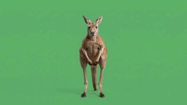 Close up of a kangaroo jumping forward