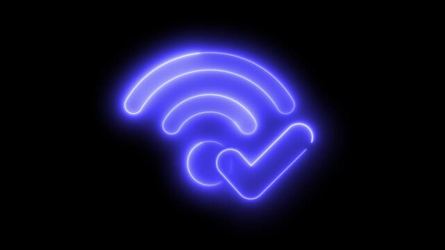 Glowing blue Wi-Fi icon with checkmark