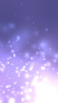 Glowing bokeh lights drift upward on lavender gradient