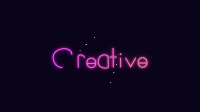 Inspiring 'Creative' word in vibrant neon glow, illuminating dark digital space