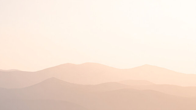 premium cinematic wallpaper, extremely distant low mountain silhouettes softened by clear morning atmosphere, monochromatic pale blue landscape, vast luminous ivory sky