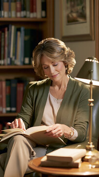 Mature Reader Adjusting a Comfortable Task Light