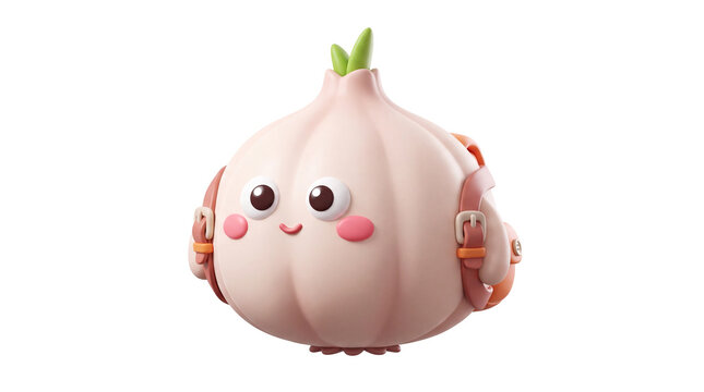 Funny Garlic Character Avatar With A Little Backpack For Online Profiles