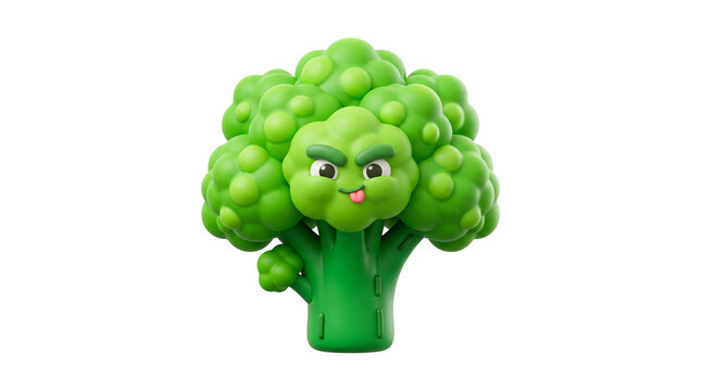 Funny Broccoli Avatar Character With A Playful And Mischievous Expression