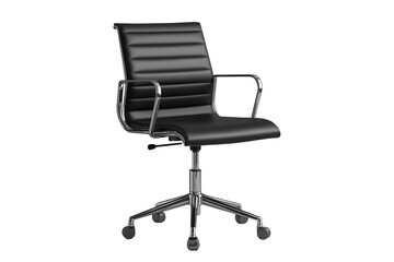 Obraz premium Modern Black Leather Swivel Office Chair