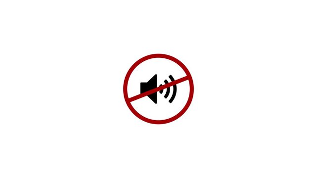 Mute symbol animation: no sound or silent mode sign for digital interfaces and media players audio