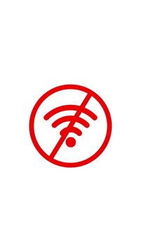 No wi-fi signal animation, red offline connection symbol on white background, wifi internet