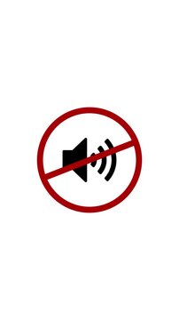 Muted speaker with red prohibition sign for digital interface and media control silent volume sound audio