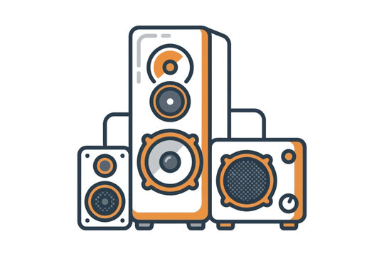 Modern Audio Speaker System Vector Illustration