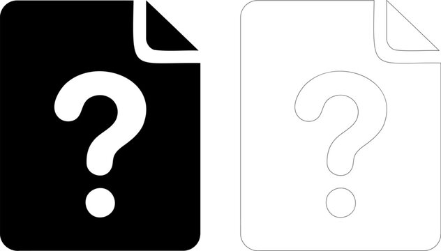 Document file with question mark solid glyph icon vector illustration for help and support