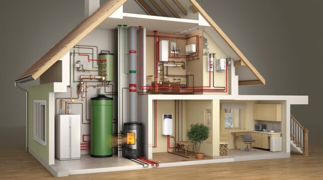 Biomass central heating system schematic