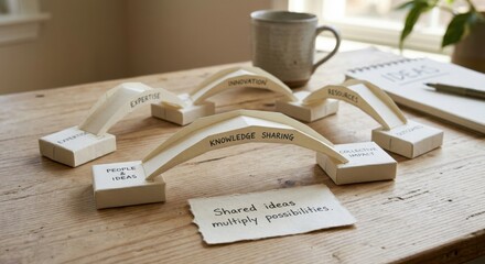 Obraz premium Paper Bridges Symbolizing Knowledge Sharing and Collaboration
