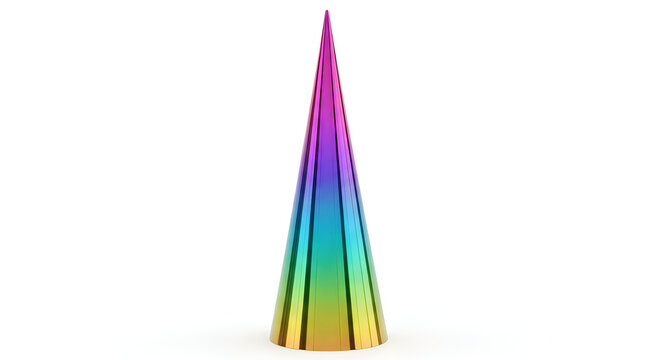Colorful gradient geometric cone illustration isolated on white background
