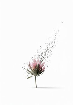 A delicate, fading object dissolving into an infinite white void, symbolizing the concept of impermanence and the passage of time, clean, conceptual, temporary