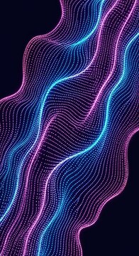 A mesmerizing digital representation of perfectly aligned flowing particles creating complex wave patterns and rhythmic synchronized movement, harmony, wave, system