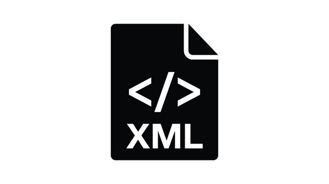 Minimalist xml file format vector graphic illustration showing clean lines and professional coding style for web development software design assets