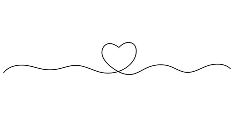 Minimalist continuous line heart divider banner for elegant love theme valentine design card © MdNurul