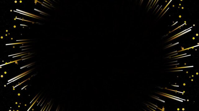 Golden and White Particle Burst on Black Background Luxury Motion Graphic