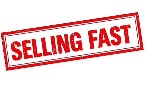Red Selling Fast Rubber Stamp Graphic Animation on White Background