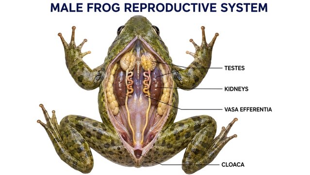 Female Frog Reproductive System Anatomy and Internal Reproductive Organs Diagram