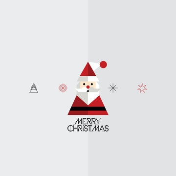 Minimalist geometric Santa Claus and elements symbol with Merry Christmas calligraphy on gray background square template