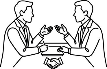 Obraz premium Business Meeting Two Men Discussing Agreement with Handshake Symbol