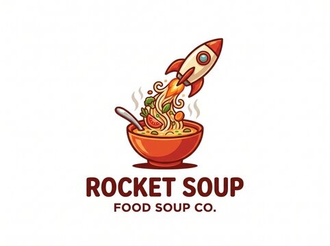 rocket soup logo design good for food soup business logo, vector isolated on white
