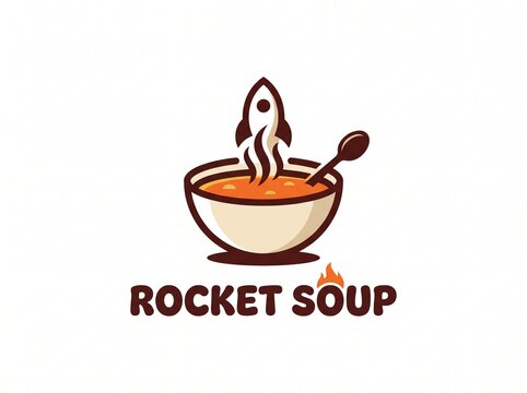 rocket soup logo design good for food soup business logo, vector isolated on white
