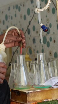 Chemistry titration experiment in laboratory