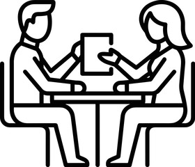 Fototapeta premium Business meeting two people discussing document at table teamwork concept icon