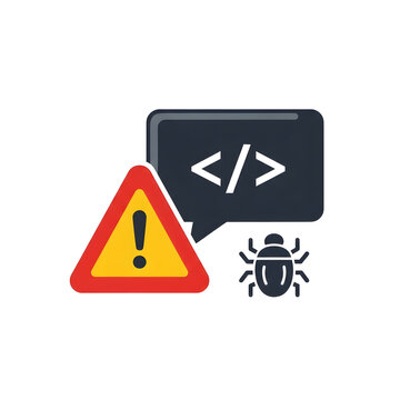 Software Bug & Code Warning Icon, Transparent Background