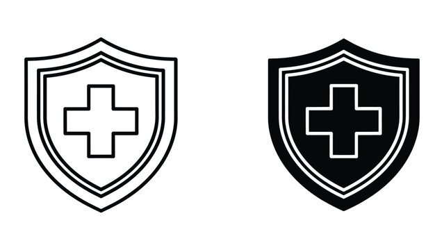 Medical shield cross vector icon healthcare protection symbol