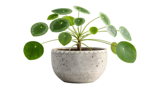 Pilea Peperomioides Potted Chinese Money Plant Isolated Indoor Houseplant Mockup