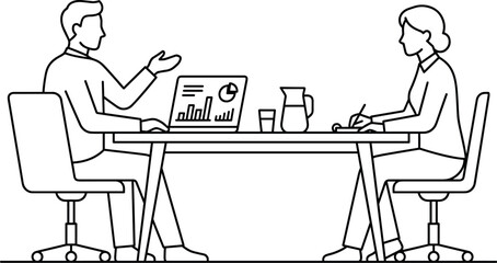 Fototapeta premium Business meeting with charts and analysis on laptop teamwork and discussion