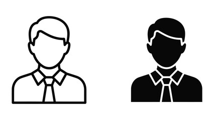 Fototapeta premium Professional businessman avatar icon set in line art and solid black vector style