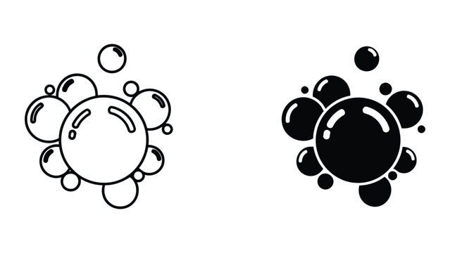 Abstract soap bubbles cluster vector illustration isolated on transparent background