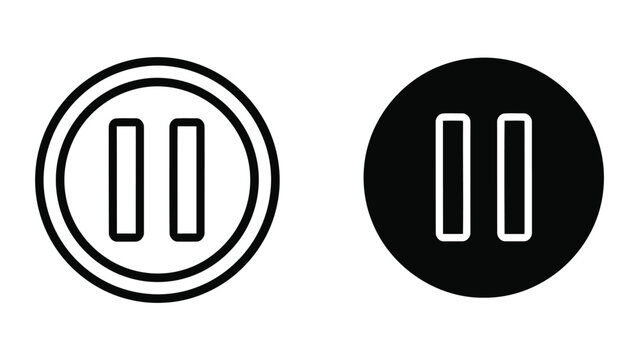 Media player pause button symbol inside circular frame isolated on transparent background