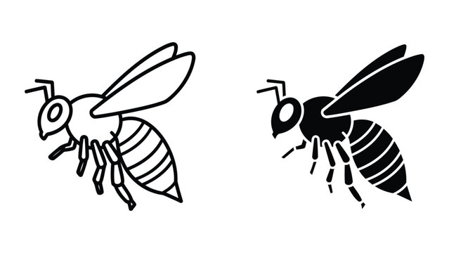 Flying honey bee insect vector illustration representing nature pollination and ecology