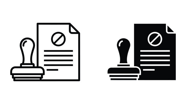 Official stamp on document vector icons for legal and administrative approval concepts