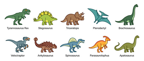Collection of Cartoon Dinosaurs Isolated © dwi