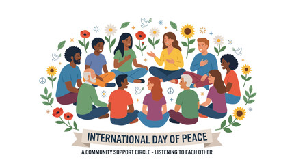 Fototapeta premium Diverse Community Circle Discussing Peace and Listening to Each Other