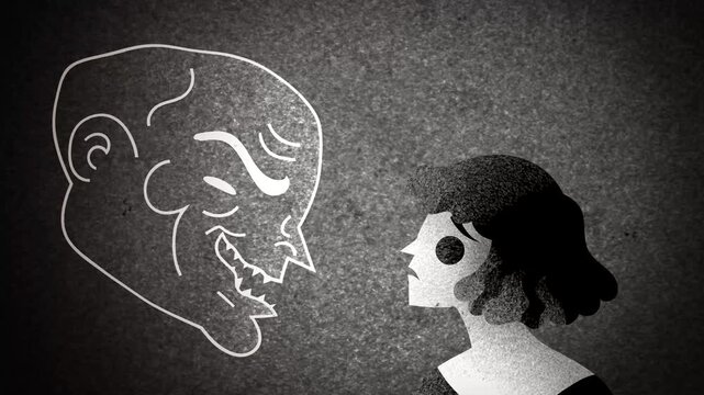 woman with schizophrenia seeing a terrifying face